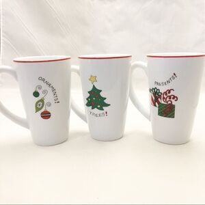 Fitz & Floyd Merry Xmas Porcelain 3 Holiday Mugs
